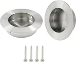 Round Recessed Pull, Brushed Nickel Flush 2-9/16" OD-2PCS, Silver. Fixed Price $12.99.