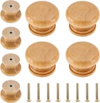 Luomorgo 8 Pcs Natural Dresser Knobs, Round Wooden Cabinet Mushroom. Fixed Price $16.93.