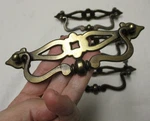 Vintage Brass Drawer Pulls Set Of Space 4.5" Unmarked. Fixed Price $10.00.