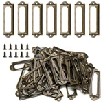 Qjaiune 50PCS Metal Library Label Holders, File Antique Bronze, 60X17MM. Fixed Price $9.96.