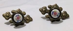 2 Vintage Kbc Keeler Brass Drawer/door Porcelain Rose Knobs & Backplates N5930. Fixed Price $15.29.