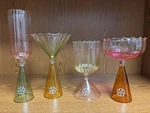 Tina Turk Modern Art Glass Goblets Set Of 4 Color Ribbed Stemware Eclectic Decor. Fixed Price $40.00.