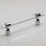 Lucite On Polished Chrome - Knob & Pulls Clear Acrylic Cabinet Handle. Fixed Price $114.99.