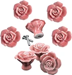 Dld Knobs, 8PCS Elegant Pink Rose Pulls Flower Ceramic Cabinet Cupboard Dr. Fixed Price $24.46.