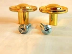 2 Vintage Amerock Brass Metal Mid Century Cabinet Drawer Inlaid Circle Pull Knob. Fixed Price $16.99.