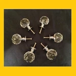 Six Large Rounded Clear Crystal Cabinet Pulls Knobs (6) 1130C. Fixed Price $49.00.