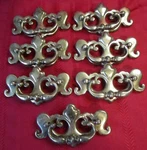 7 Cont. 1066 Brass Cabinet Pull Drawer Handle Chippendale Batwing Drop Bail. Fixed Price $24.95.