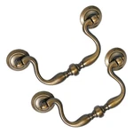 Antique Brass Drop Bail Drawer Pulls 4 Pack, Inch Hole Center, Vintage Cabinet. Fixed Price $34.99.