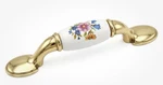 Amerock Allison 245FWP Polished Brass White 3"CC Floral Cabinet Handle Pull Vtg. Fixed Price $7.99.