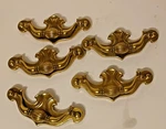 Lot 5 Large Vintage 1/4 Ctc 6" Long Bail Drawer Handles Canada C2222 Gold. Fixed Price $6.00.