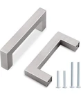 Ocq 50PK 3" Square Bar Cabinet Handles Brushed Nickel Drawer Pulls Nib. Fixed Price $89.99.