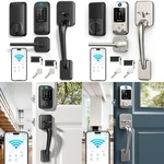 Smart Front Door Lock Handle Set Built-in Wifi Digital Keyless Entry Fingerprint. Fixed Price $89.99.