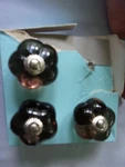 Cynthia Rowley Set Of 3 Purple Glass Drawer Pulls Silver Metal Centers/hardware. Fixed Price $14.00.