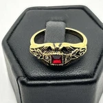 Vintage 1960S Womens Garnet Crystal Gold Plated Ring Size Intricate Leaf Mcm. Fixed Price $19.99.