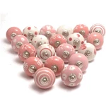 Decorative Pink & White Door Knobs - Set Of 20 Ceramic Pulls. Fixed Price $49.49.
