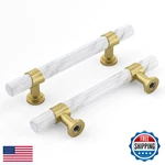 Rergy 10-PACK Marble Cabinet Pulls & Knobs White, Matte Gold 4" Hole. Fixed Price $67.40.