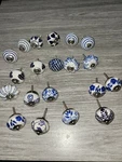 10 Wott Blue White Painted Ceramic Pumpkin Knobs Cabinet Drawer Handles. Fixed Price $27.70.