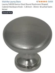 Laurey Danica Steel Mushroom Shaped Cab. Knob-set Of 25-BRUSHED Satin Nickel-new. Fixed Price $25.00.