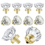 8 Pack Satin Brass Knobs And Pulls For Cabinet, Crystal Gold Hardware.... Fixed Price $38.04.