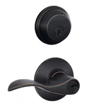 Schlage Aged Bronze Zinc Deadbolt And Entry Door Knob. Fixed Price $83.94.