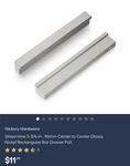 Hickory Hardware Streamline Silver Bar Pull 96MM Cabinet Handle HH075267-GN. Fixed Price $8.00.