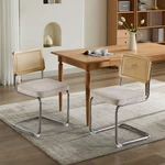 Set Of 2 Mid Century Modern Kitchen Dining Chairs Natural Cane Back Chrome Base. Fixed Price $119.79.