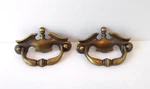 Vtg Set Of 2 Dark Brass / Gold Tone National Lock Cabinet Pulls Handles. Fixed Price $8.99.