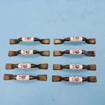 Vintage Floral Beige Ceramic Brass Amerock Cabinet Handles Center #63854. Fixed Price $39.99.