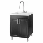 Tehila Utility Sink With Cabinet Vanity Stainless Steel Finish Hi-arc Coil Fauce. Fixed Price $443.99.