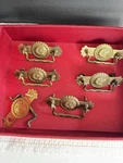Antique Restoration 5 Drawer Pulls Pressed Brass Patina - Oriental Fish Salvage. Fixed Price $85.00.