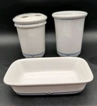 Martha Stewart Living Bathroom Set Greek Key Soap Dish Toothbrush Holder Cup. Fixed Price $26.00.