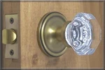 Classic Privacy Door Set Octagon Clear Glass - Antique Brass Finish. Fixed Price $126.99.