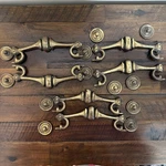 6 Vtg Large Keeler Ornate Brass Drawer Pulls Handles Backplates Kbc 5524. Fixed Price $55.99.