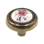 Amerock BP76244-FWB Burnished Brass 1/4" Knob Pulls With White Floral Center. Fixed Price $8.69.