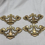 4 Early American Style Tin Dresser Chest Drawers Knobs Pulls Hardware 3". Fixed Price $20.00.