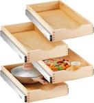 Set 4 Wood 12"X21" Pull-out Tray Kitchen Cabinet Organizer Soft Close Shelves. Fixed Price $129.00.