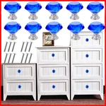 10X 30MM Blue Glass Cabinet Drawer Crystal Diamond Shape Door Pull Handle Knob. Fixed Price $13.00.