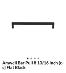 Top Nobs Amwell Bar Pull 8 13/16 (c-c) Inch Flat Black. Fixed Price $20.00.