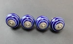 Indianshelf Handcrafted Pack Of 4 Knobs Drawer Pulls Blue Spiral. Fixed Price $19.11.