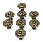 Lxz 8 Pcs Vintage Antique Brass Knobs Handles Pulls With Flower Pattern For C.... Fixed Price $20.61.