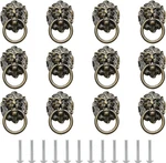 12 Pieces Antique Lion Head Cabinet Knobs, Ring Pulls Handle For Drawer Dresser. Fixed Price $16.30.