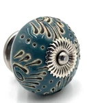 5 Ceramic Drawer Pulls/knobs Sky Blue Gray Cream Silver Round Eclectic Stylish. Fixed Price $21.95.