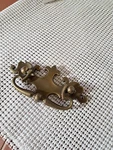 1-ANTIQUE Brass Drawer Pull Handle Fleur De Lis 4.25" 2.5" Centers #1588. Fixed Price $10.26.