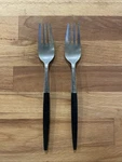 Set Of 2 Vtg Danish Modern 7.5 Forks Stainless Faux Wood Handle Cosmos Japan. Fixed Price $19.99.
