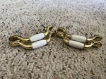 4 Vintage White Ceramic Gold Tone Amerock Cabinet Handles Center #63866. Fixed Price $19.99.