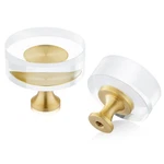 Qogrisun 10 Pack Gold Cabinet Knobs 1-1/4 Round Clear Glass And Brass Drawer. Fixed Price $43.06.