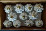 Rasiya Art 11 Polished Ceramic White & Gold Assorted Elegant Knobs Hard To Find. Fixed Price $45.00.