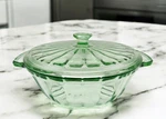 Martha Stewart Mse Green Glass Covered Lidded Casserole Dish W/ Square Knob 2 Qt. Fixed Price $34.99.