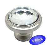 *5 Pack* Cosmas Satin Nickel & Clear Glass Round Cabinet Knobs #5317SN-C. Fixed Price $20.30.